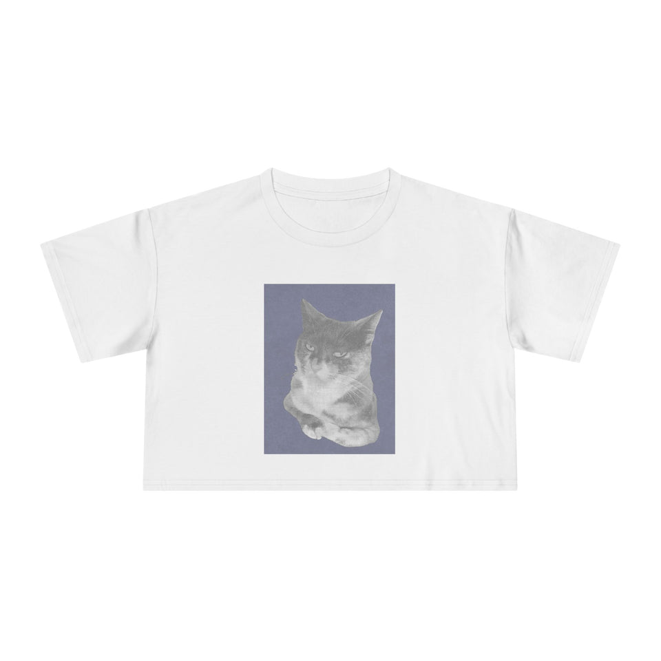 Cat Crop Tee — "Make Me Smile" Cute Graphic Women's Top