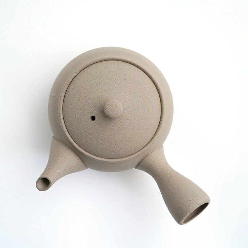 Gray Jinsui kyusu teapot, top view