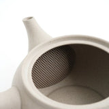 Built-in ceramic mesh strainer inside the gray Jinsui kyusu