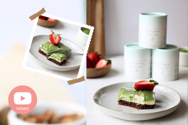 Matcha Chocolate Cheesecake Bars (Video Recipe) - Match(a) Made in Heaven! Show Your Love with Matcha this Valentine