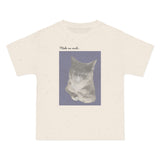 Cat Portrait T-Shirt — Retro Soft Grey Kitten Tee with "Made me smile" Back Text