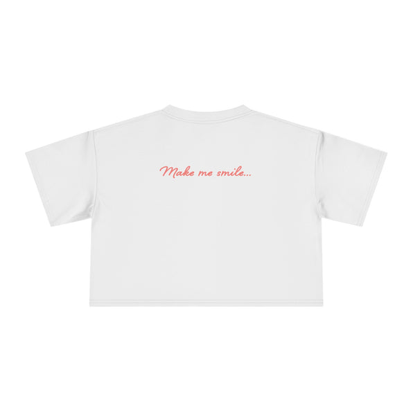 Cat Crop Tee — "Make Me Smile" Cute Graphic Women's Top