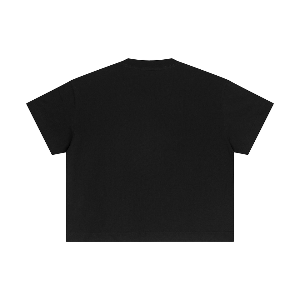 Essential Cotton Boxy T-Shirt in black, plain back view
