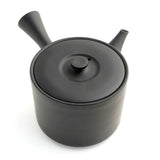 Black Jinsui kyusu teapot seen from above at an angle