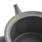 Built-in ceramic mesh strainer inside the black Jinsui kyusu